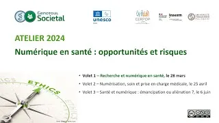 Miniature : Atelier 2024 - Volet 1 : Recherche et numérique en santé