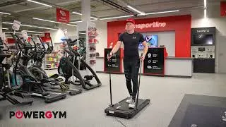 Miniature : Tapis de marche Tyrion ultra-compact avec poignées type trekking pour home gym et cardio léger