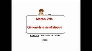 Miniature : 2de - Géométrie analytique 3.1 - Équations de droites
