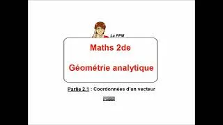 Miniature : 2de - Géométrie analytique 2.1 - Coordonnées de vecteur