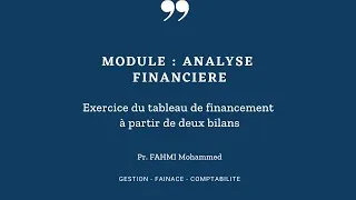 Miniature : Exercice avec solution du tableau de financement à partir de deux bilans