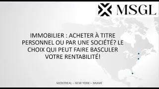 Miniature : Achat immobilier : Personnel vs Société - Quelle structure vous fera économiser des MILLIERS ?