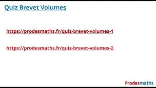 Miniature : Quiz Brevet. Calculs de volumes.