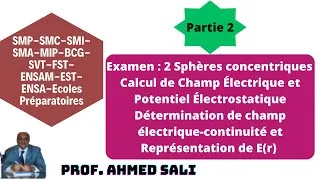 Miniature : Examen:Partie 2: Calcul de champ électrique crèès par 2 sphères concentriques de densités vol & sur.
