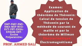 Miniature : Application de th. de Thévenin: Calcul de tension de Eth par la loi de courant de maille et Millman.
