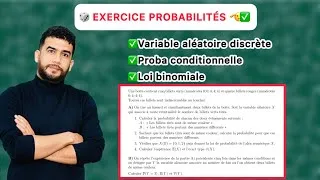 Miniature : 2BAC BIOF| Exercice Proba🎲 Var aléatoire, proba conditionnelle, loi binomiale
