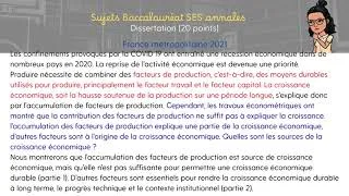 Miniature : Sujet bac SES - Dissertation corrigée - Sources et défis de la croissance économique