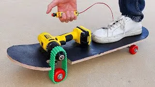 Miniature : Fabrication d'un PUISSANT Skateboard ÉLECTRIQUE avec ma PERCEUSE 🛴😲