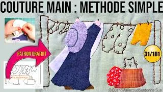 Miniature : 🟢Appliqué main simplifié débutants : Sunbonnet Sue et le linge + Patron  gratuit #031