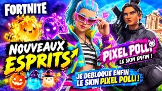 Miniature : J’AI ENFIN DÉBLOQUÉ PIXEL POLLI 😍🔥 + JE DONNE MES ESPRITS GRATUITEMENT ! 👻 | FORTNITE