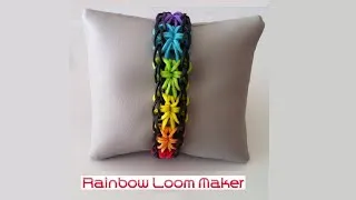 Miniature : TUTO FR/EN ! Rainbow loom bracelet starburst model - 6 stars / 6 étoiles