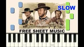 Miniature : THE GOOG, THE BAD AND THE UGLY theme, SLOW Piano Tutorial with FREE Sheet Music (pdf)