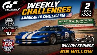Miniature : [GRAN TURISMO 7] WEEKLY CHALLENGES AMERICAN FR CHALLENGE 550 DODGE VIPER GTS '02 4K60 [FR] (PS5)