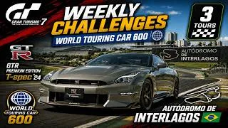 Miniature : [GRAN TURISMO 7] WEEKLY CHALLENGES WORLD TOURING CAR 600 0 EN NISSAN GTR 4K60 [FR] (PS5)
