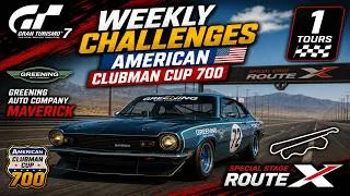 Miniature : [GRAN TURISMO 7] WEEKLY CHALLENGES AMERICAN CLUBMAN CUP 700 EN GAC MAVERICK 4K60 [FR] (PS5)