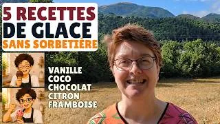 Miniature : 🍨 5 RECETTES de GLACE maison et SANS SORBETIÈRE 😋 vanille, chocolat, coco, citron et framboise