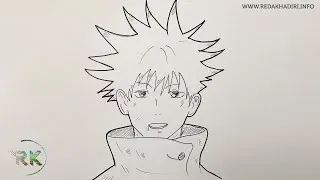 Miniature : How to Draw face Megumi Fushiguro from jujutsu kaisen step by step