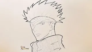 Miniature : How To Draw Gojo Satoru from Jujutsu Kaisen Side Profil  - Easy draw
