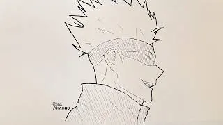 Miniature : How to draw Satoru Gojo Side profiles with Blindfold step by step