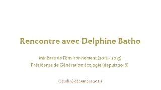 Miniature : [Cycle de Webinaires] Rencontre avec Delphine Batho