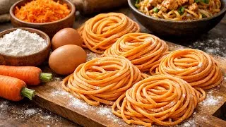 Miniature : Mie Telur Wortel Maison 🥕🍜 | Nouilles Fraîches Faciles & 100% Fait Maison !