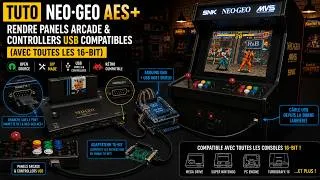 Miniature : TUTO Neo Geo AES+ 👇 rendre panels arcade & controllers USB compatibles avec les consoles ⭐​16-bit ❗​