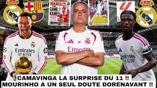 Miniature : 🚨MOURINHO A UN DOUTE POUR LE CLASICO !! / CAMAVINGA LA SURPRISE !! / LE REAL IRA AU BALLON D'OR !!