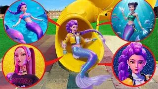 Miniature : J'AI TROUVÉ RUMI SIRÈNE DANS LE PARC DE JEUX DU TOBOGGAN MANGEUR !! Le Toboggan mange les kpop !