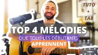 Miniature : Apprendre 4 mélodies connues FACILES: votre PREMIER COURS DE GUITARE débutant