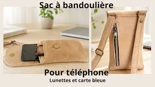 Miniature : Comment coudre une pochette téléphone à bandoulière et  poche zippée pour débutant 