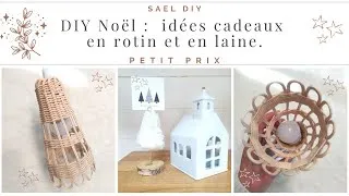 Miniature : (D69) DIY noël : Idées cadeaux en rotin et laine. Tuto luminaire  rotin et sapin en laine.