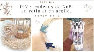 Miniature : (D69) DIY noël : Cadeaux artisanaux en rotin et argile. Tuto vase rotin et broches en argile.