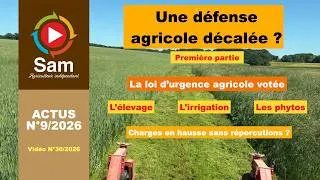 Miniature : Actualité N°9/2026 Partie 1.Contexte économique agricole. Directions et votes de la loi d'urgence.