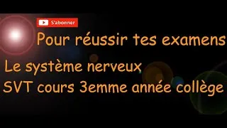 Miniature : svt, système nerveux, résumer du cours, 3eme année collège, préparer votre examen régional.
