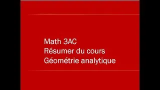 Miniature : math, géométrie analytique, résumer du cours et exercices, 3eme année collège, examen régional