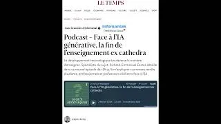 Miniature : IA qu'à m'expliquer (Le Temps) - Face à l’IA générative, la fin de l’enseignement ex cathedra