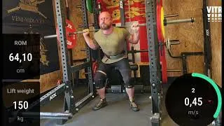Miniature : Paused High Bar Squat : 150kg x4@0,42m/s
