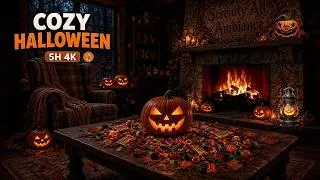 Miniature : Cozy Halloween Ambience 🎃 Spooky Music & Crackling Fireplace 5 Hours 4K | Ambiance Halloween Musique