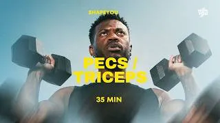 Miniature : SÉANCE PECS / TRICEPS EN FEU AVEC HALTÈRES – 35 MIN – PRISE DE MASSE