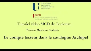 Miniature : Parcours Moniteurs étudiants - 4 - Le compte-lecteur dans le catalogue Archipel