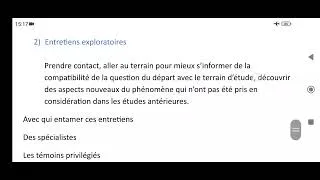 Miniature : L'exploration :                                    2- les entretiens exploratoires