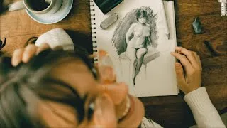 Miniature : watch your french artist friend sketching (asmr soft spoken)