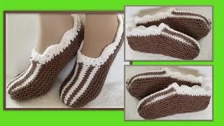 Miniature : Tutoriel tricot-Pantoufles en moins de 3 heures!!-TRÈS TRÈS FACILE !-Spécial débutants!!