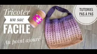 Miniature : Tricoter un sac au point ajouré - tutoriel pas à pas