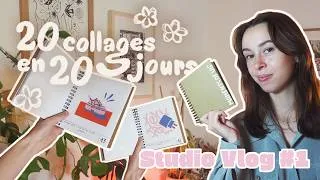 Miniature : Studio Vlog #1 – 20 collages en 20 jours : carnet créatif, coulisses & résultat final