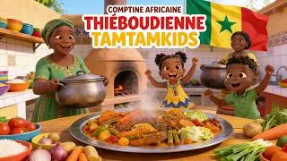 Miniature : THIÉBOUDIENNE | Comptine Africaine Cuisine 🍲 | Sielima & Kevah au Sénégal (Chanson Enfant)
