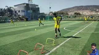 Miniature : exercice physique avec ballon(coordination - vitesse - endurance -conduite de balle passe contrôle)