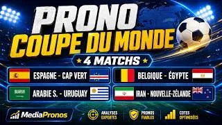 Miniature : Prono Coupe du Monde : Espagne-Cap Vert, Belgique-Égypte, Arabie S.-Uruguay, Iran-Nouvelle-Zélande