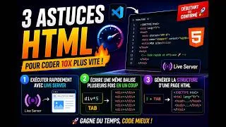 Miniature : 3 Astuces HTML VS Code pour coder plus vite 🚀