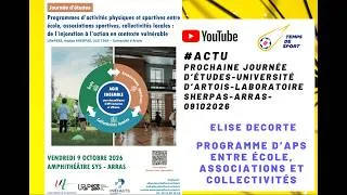 Miniature : “CONFÉRENCE”- NOUVELLE JOURNÉE D’ÉTUDES “PROGRAMME D’APS ENTRE ÉCOLE, ASSOCIATIONS ET COLLECTIVITÉS”